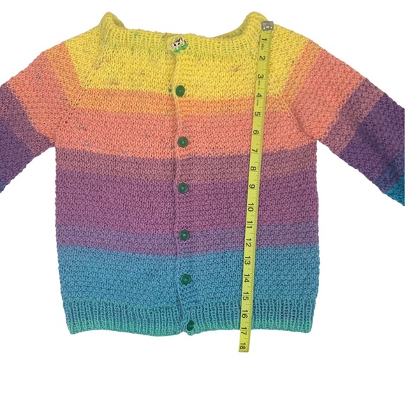 Charming Handmade Girl’s Knitted Long Sleeve Button Front Cardigan Sweater - Picture 12 of 13